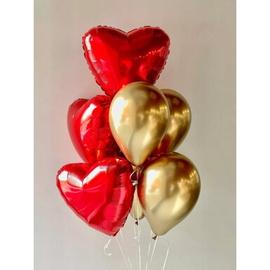 Шар латекс и сердце фольгированное 7 шт
