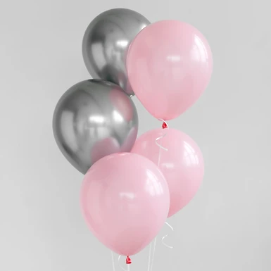 Шар серебро и розовый 5 шт