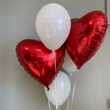 Шар белый и сердце фольга 5шт