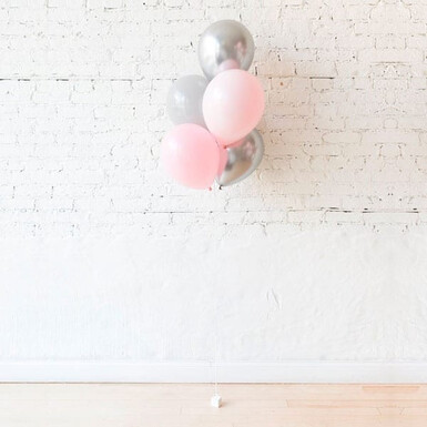 Шар серебро и розовый 5 шт