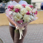 Букет французских роз, эустомы, пшеницы